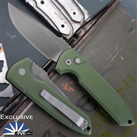 Protech/Les George LGPVK.11Green Rockeye Auto Smoky Gray DLC 3V, Green Smooth Handle PVK Exclusive