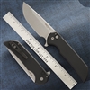 Protech MX-101 Mordax Plunge Lock Flipper Knife, Stonewash Blade, Smooth Black Handle