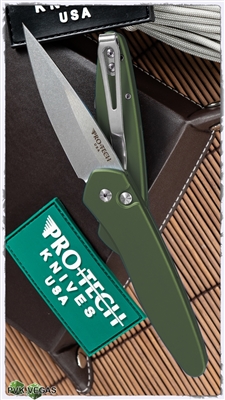 Protech Newport Auto 3405-GREEN Handle Silver Blade