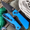 Protech Strider PT+ DLC Magnacut Blade, Blue Solid Handles, Black HW