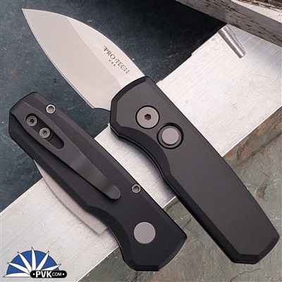 Protech Custom Runt 5 R5101 Wharncliffe Blade Smooth Black Handle