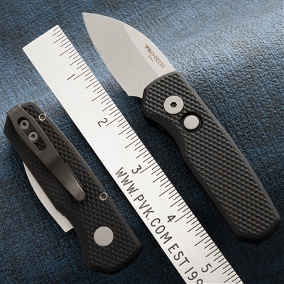 Protech Custom Runt 5 R5305 Wharncliffe Magnacut Blade Textured Black Handle