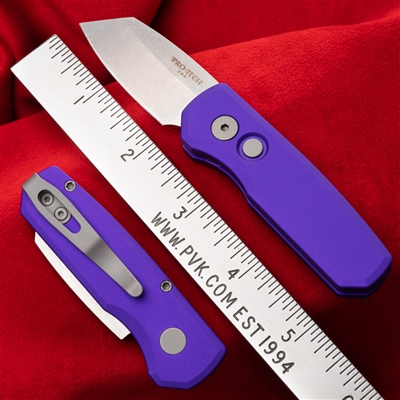 Protech Runt 5 R5401-Purple Stonewashed Reverse Tanto Blade Smooth Purple Handle