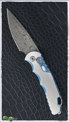 Protech TR-5 Custom Auto Blue Titanium & Damascus