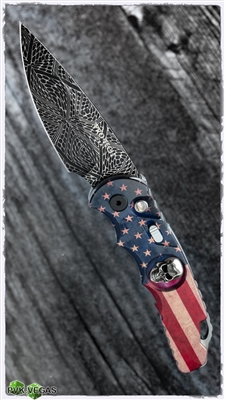 Protech TR-5 Auto Vintage Flag Custom Damascus Blade