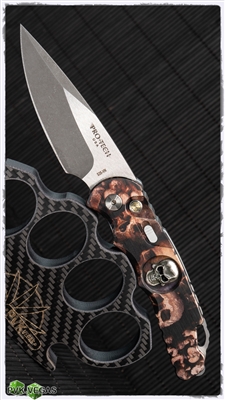 Protech TR-5 Auto Dark Skulls Silver Blade Shaw Skull