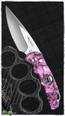 Protech TR-5 Auto Violet Skulls Silver Blade Shaw Skull