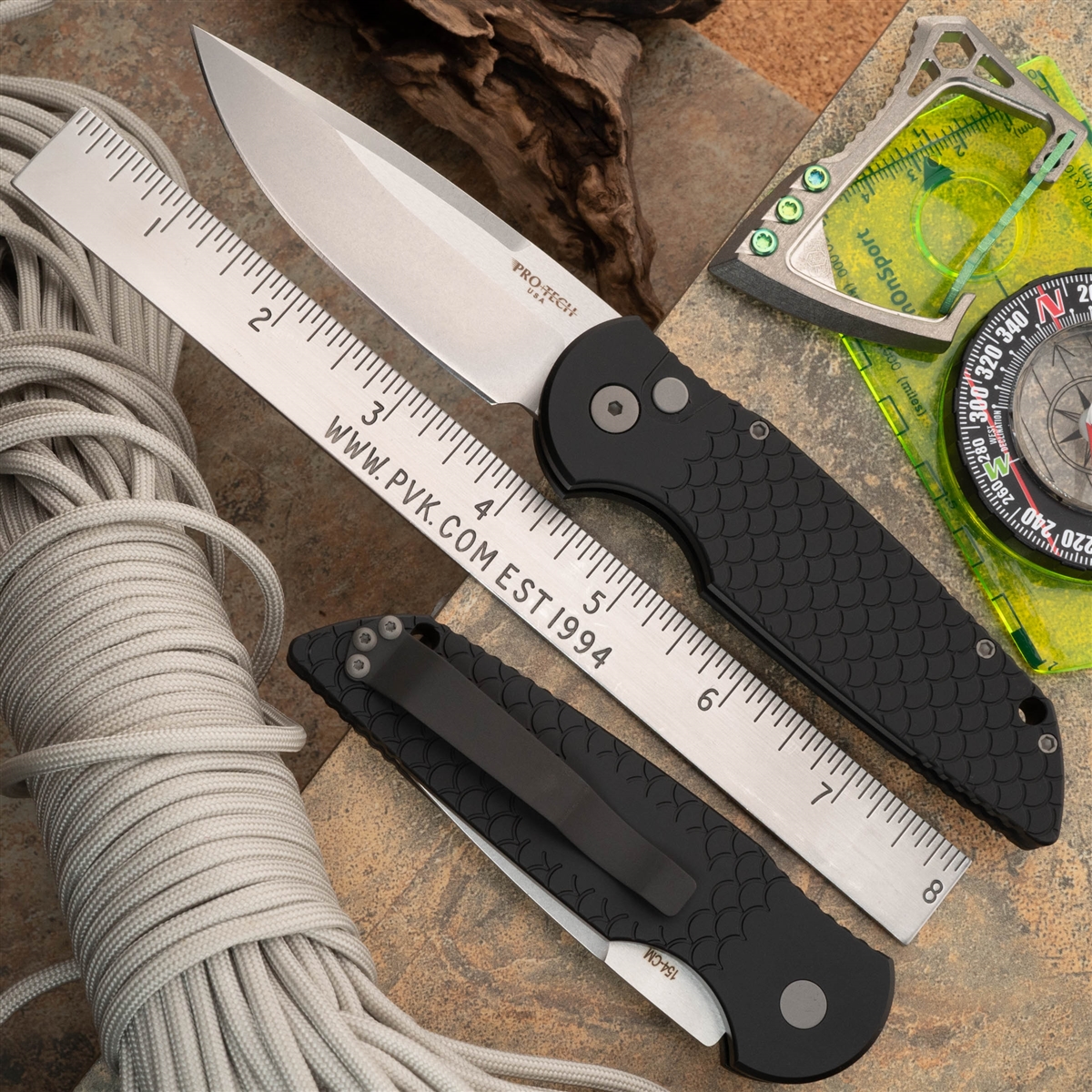 Protech TR-3 X1 Black Fish Scale, Stonewashed