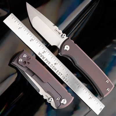 PVK Custom Chaves Ultramar Redencion Street Tanto Point, Titanium, Satin M390 Custom Purple And Bronze Anodized Scales