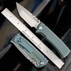 PVK Custom Chaves Ultramar Redencion Street Tanto Point, Titanium, Satin M390 Custom Green And Blue Anodized Scales