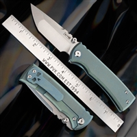 PVK Custom Chaves Ultramar Redencion Street Tanto Point, Titanium, Satin M390 Custom Green And Blue Anodized Scales