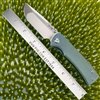 PVK Custom Chaves Ultramar Redencion Street Drop Point, Titanium, Satin M390 Custom Green And Blue Anodized Scales