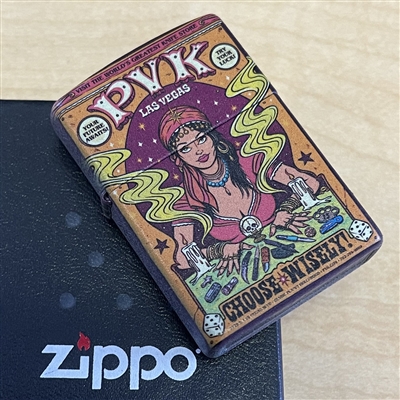 PVK VEGAS Zippo Lighter w/ Fortune Teller Iron Stone Finish