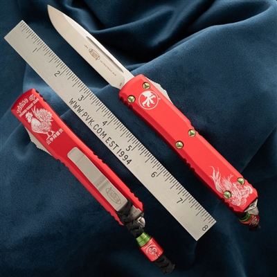 PVK Custom Ultratech S/E Sriracha Red Chassis Satin Blade Green Anodized Screws w/ZeroFeud Hot Sauce Bead