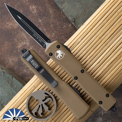 Microtech UTX-70 D/E 147-1TA Black Blade Tan Handle