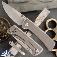Chaves Knives Ultramar RCK9 Drop Point Belt Finish M390 Blade, Stonewash Titanium Handle