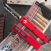 Custom REK Knives Microtech UTX-70 149-1RD Tanto Black Full Serrated Blade, Red Handle
