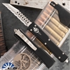 Custom REK Knives Microtech Ultratech 119W-1DLCTCLSH Warhound Two Tone Acid Washed DLC Full Serrated Blade, Clear Top Black Handle Shadow Signature Series