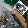 Hinderer XM-18 3.5â€³ Non Flipper, Bowie Working Finish S45VN Blade, Coyote G10 Scale, Working Finish Ti Frame