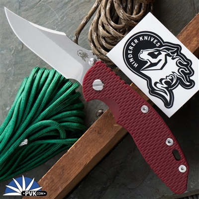 Hinderer XM-18 3.5â€³ Non Flipper, Stonewashed S45VN Blade, Red G10 Scale, Stonewashed and Bronze Anodized Ti Frame