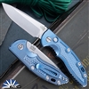 Hinderer 3.5" XM-18 Auto Spearpoint Stonewash Blade, Stonewash Blue Handle