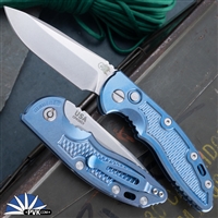 Hinderer 3.5" XM-18 Auto Spearpoint Stonewash Blade, Stonewash Blue Handle