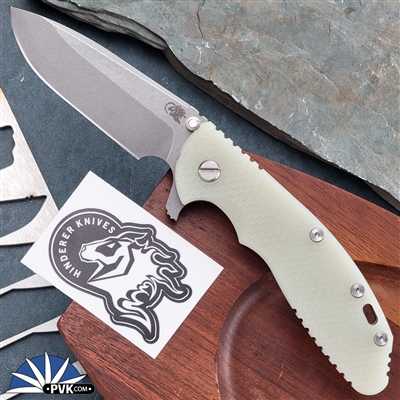 Hinderer XM-24 4â€³ Spearpoint Working Finish S45VN Working Finish & Translucent Green G10 Handle