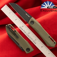 Real Steel Knives Solis Lite Slipjoint Folding Knife 2.91" D2 Black Sheepsfoot Blade, Green G10 Handles