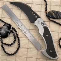 Reese Weiland Rastor, Black Gun Cote CPM 154 Blade Steel Frame W/Antique Black Paper Micarta Inlays