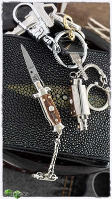 SKM 2.75" Italian Made Stiletto Automatic Keychain Euro Stag