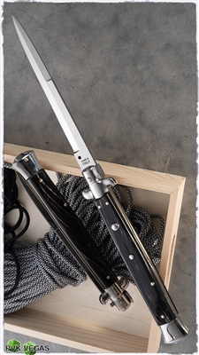 SKM 33CM Italian Stiletto Bayonet Black Horn Inlay