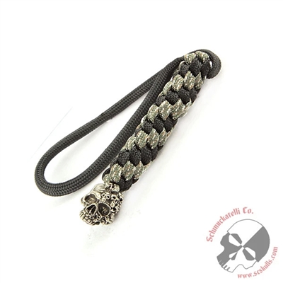 Schmuckatelli Pewter Mind Skull Striped Lanyard