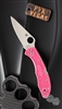 Spyderco Delica 4 Lightweight, S30V Satin Plain Blade, Pink FRN Handles