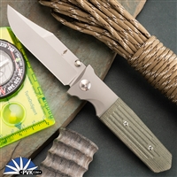 Terrain 365 STS-ATB 10903, Terravantium Clip Point, Bolstered Titanium Handles, Canvas Micarta