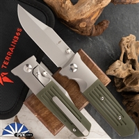 Terrain 365 STS-ATB 10905, Terravantium Clip Point, Bolstered Titanium Handles, OD Green G10