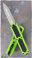 Titan D/A OTF Auto Toxic Green Handle Carbon Fiber Inlay Silver Double Edge Plain