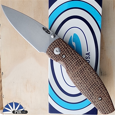 TRM Neutron 2, Stonewash Magnacut, 3D Contour Burlap Micarta Scales