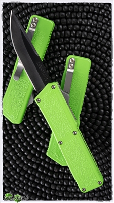 Taiwan Lightning Toxic Green Handle Solid Black Single Edge Blade