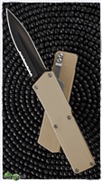 Taiwan Lightning Tan Handle Solid Black Double Edge Partial Serrated Blade