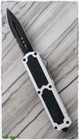 Titan D/A OTF Auto White Handle Black Double Edge Partial Serrated Blade