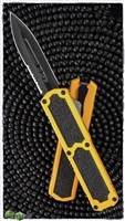 Titan D/A OTF Auto Yellow Handle Black Double Edge Partial Serrated Blade