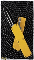 Taiwan Lightning Yellow Handle Two Tone Double Edge Partial Serrated