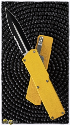 Taiwan Lightning Yellow Handle Two Tone Double Edge Partial Serrated