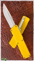 Taiwan Lightning Yellow Handle Silver Single Edge Partial Serrated