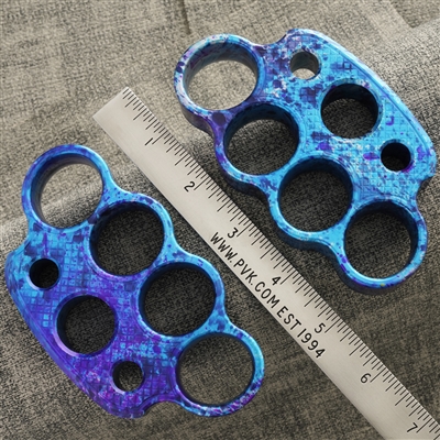 Vital EDC Custom Splash Anodized Blue/Purple, Checkered Aluminum, Full Size Paperweight 3/4"