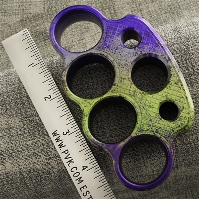 Vital EDC Custom Splash Anodized Purple/Green, Checkered Aluminum, Full Size Paperweight 3/4"