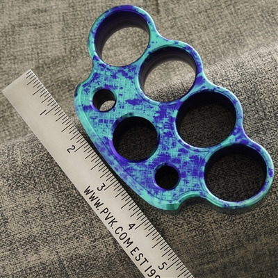 Vital EDC Custom Splash Anodized Purple/Teal, Checkered Aluminum, Full Size Paperweight 3/4"