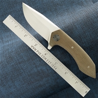 VI Knives Veneno, Satin CPM154, Brown Micarta W/Mokuti Pocket Clip & Backspacer