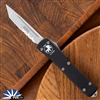 Vintage Microtech UTX-70 Black Handle Tanto Edge Stonewash Partial Serrated Blade