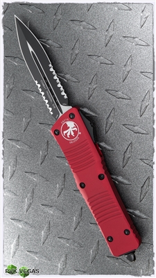 Microtech Combat Troodon D/E 142-2RD Partial Serrated Black Blade Red Handle